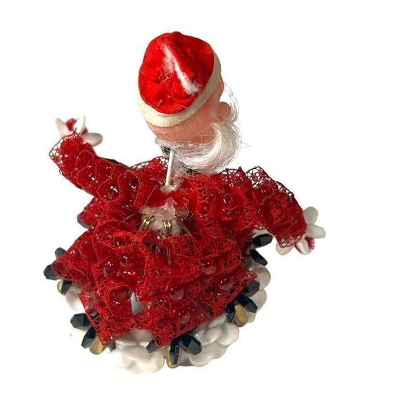 Beaded Lot 5 Handmade Christmas Ornaments Angels Santa Candy Cane Wreath Retro - Picture 5 of 15
